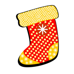 Sock for gifts with patterns on a white background.Merry Christm