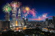 Firework over Kuala Lumpur city, Malaysia skyline