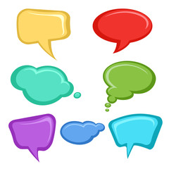 Wall Mural - cartoon speech bubbles set design. colorful speech bubbles isolated on white vector illustration