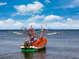 Small fishing boat on daylight