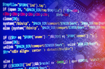 software programming code and computer circuit board technology background