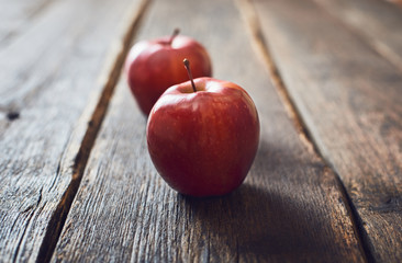 apples on vintage wooden table