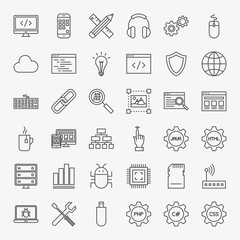 programming line icons set