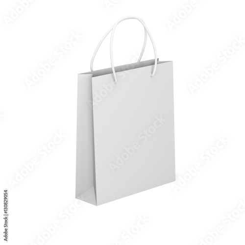 paper package isolated on a white background empty shopping bag