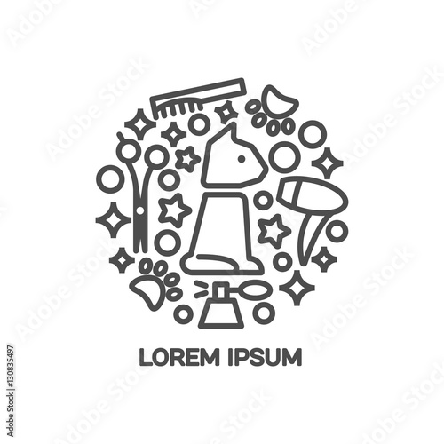 Vector Cat Beauty Salon Logo Pet Grooming Salon Cat Hairdresser