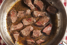 Beef Pieces Browning In A Pot