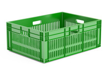 Green Plastic Crate, 3D Rendering
