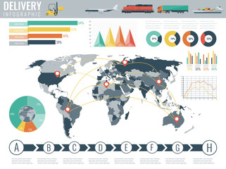 world transportation and logistics. delivery and shipping infographic elements. vector