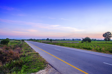 beautiful asphalt highways road at twilight