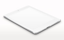 Realistic Tablet Computer With Blank Screen On Gray Background. 3D Illustration.