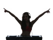© Africa Studio - Portrait of pretty young DJ playing music on light background