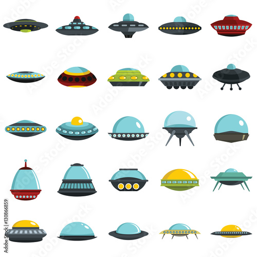 Fotografía Alien spaceship, spacecrafts and ufo vector set