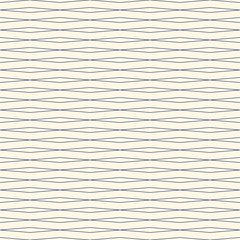 Wall Mural - Outline wavy horizontal repeated lines abstract background. Seamless pattern with thin striped geometric ornament.