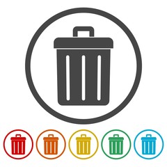 Canvas Print - Trash bin or trash can symbol icons set 