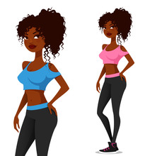 cute African American girl in sport outfit