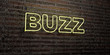 BUZZ -Realistic Neon Sign on Brick Wall background - 3D rendered royalty free stock image. Can be used for online banner ads and direct mailers..