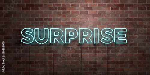 Surprise Fluorescent Neon Tube Sign On Brickwork Front View