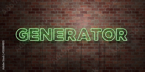 Generator Fluorescent Neon Tube Sign On Brickwork Front View