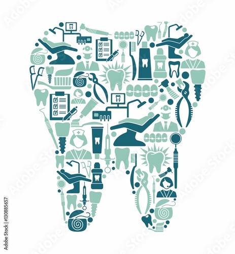 Obraz w ramie Symbol opieki stomatologicznej w formie zęba