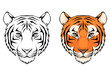 line illustration of a tiger head