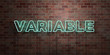 © Chris Titze Imaging - VARIABLE - fluorescent Neon tube Sign on brickwork - Front view - 3D rendered royalty free stock picture. Can be used for online banner ads and direct mailers..