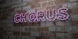 CHORUS - Glowing Neon Sign on stonework wall - 3D rendered royalty free stock illustration.  Can be used for online banner ads and direct mailers..