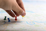 Fototapeta Mapy - pin marking location on map