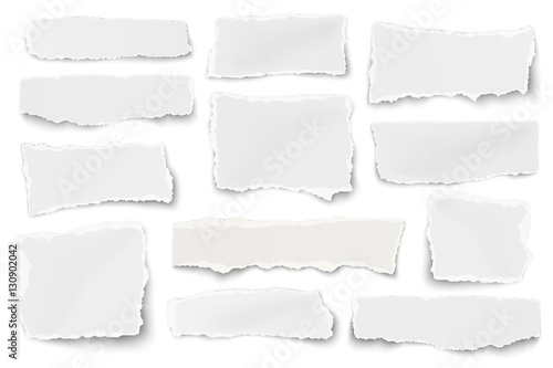 Fotografía Set of paper different shapes scraps isolated on white