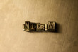 INTERIM - close-up of grungy vintage typeset word on metal backdrop. Royalty free stock - 3D rendered stock image.  Can be used for online banner ads and direct mail.
