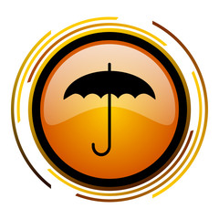 Aufkleber - Umbrella sign vector icon. Modern design round orange button isolated on white square background for web and application designers in eps10.