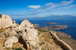Old castle on Halki island in Dodecanese archipelago, Greece.