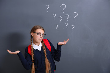 Poster - Teenage girl standing near school blackboard