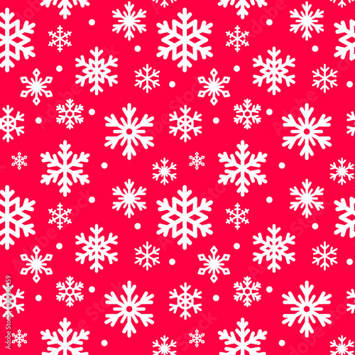 Materiał do szycia Nahtlose Muster von Winter Schneeflocken, Vektor Hintergrund. Textur für Oberfläche, Geschenkpapier wiederholt. Süße Schnee Flocken Symbole, für Verpackungen, Karten, Banner Design einsetzbar