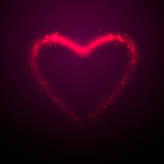 Wall Mural - vector illustration of shine glow pink heart silhouette