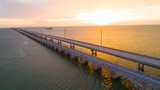 Sunrise Travel Concept Road Over Seven Mile Bridge Florida Keys