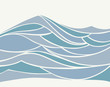 Marine pattern with stylized blue waves in vintage style