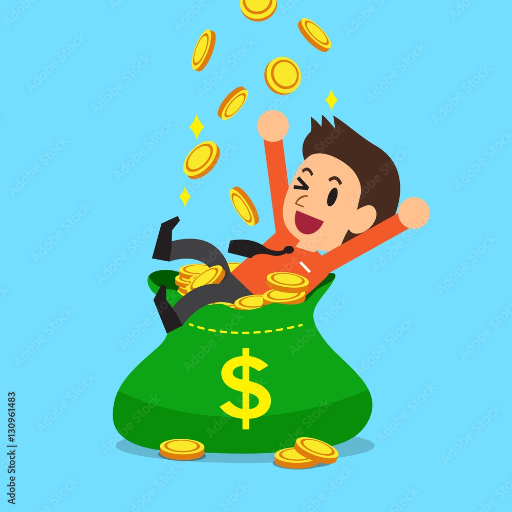 Businessman with big money bag Stock Vector | Adobe Stock