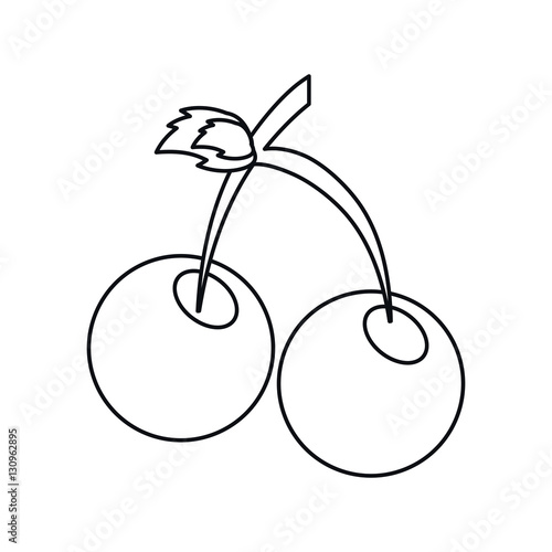 sweet cherry fruit outline vector illustration eps 10 Adobe Stock