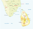 sri lanca and south india administrative map