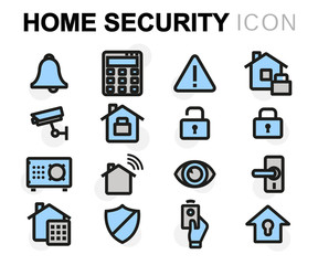 Canvas Print - Vector flat home security icons set