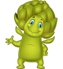 Wall Mural - Cartoon artichoke waving hand