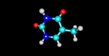 Poster - Thymine molecular structure isolated on black