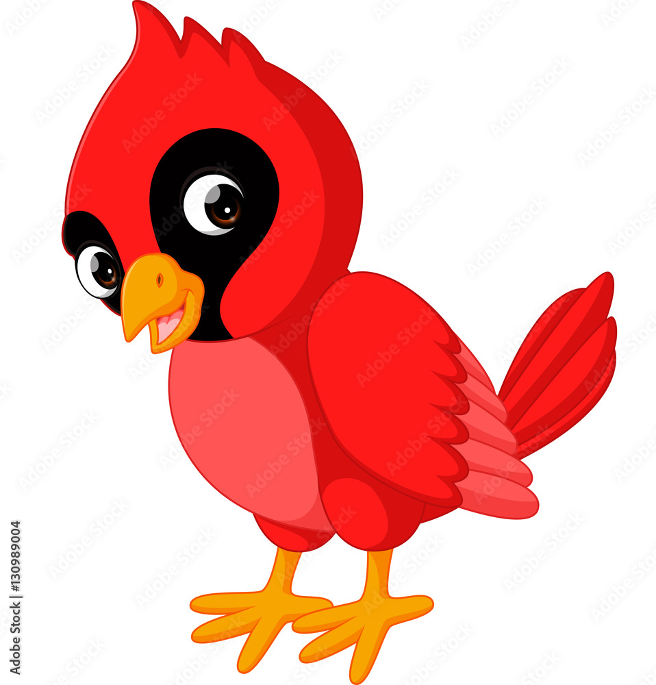Cartoon beautiful cardinal bird Stock Vector | Adobe Stock