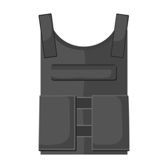 Wall Mural - Army bulletproof vest icon in monochrome style isolated on white background. Military and army symbol stock vector illustration