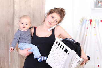 stay at home mother overwhelmed by taking care of everything