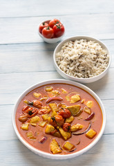 Canvas Print - Thai yellow curry with chicken and rice