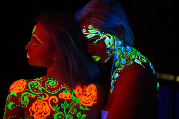 Wall Mural - girl neon light