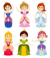 Poster - Little cute princesses show kids bride girl fashion vector illustration