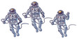 Vector set of illustrations cosmonauts