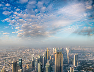 Aerial view of Downtown Dubai buildings